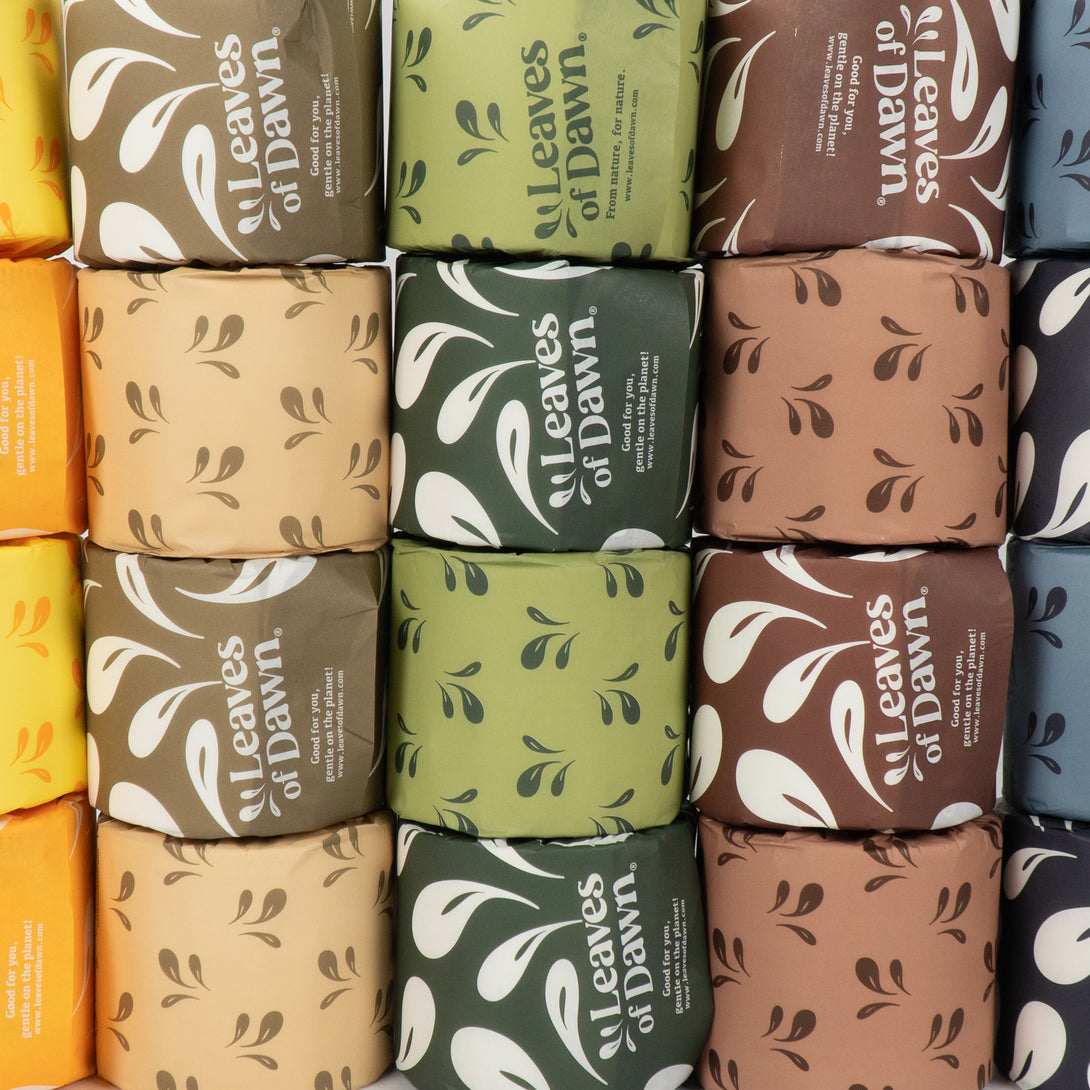Leaves of Dawn bamboo toilet papers rolls packshot.