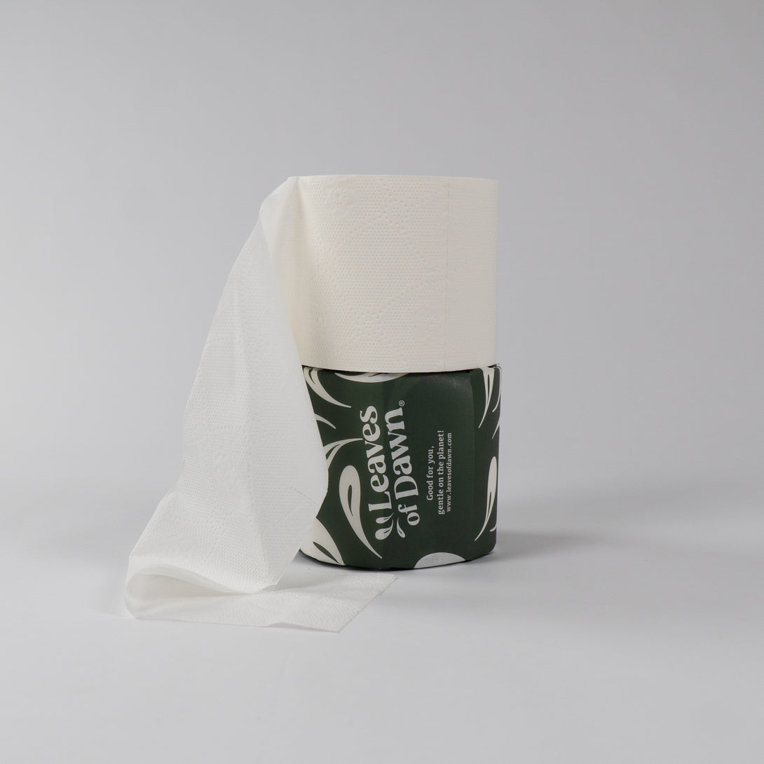 Leaves of Dawn bamboo toilet papers rolls packshot.